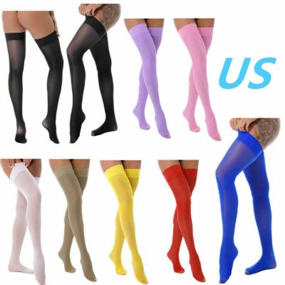 US Women Sheer Silk Thigh High Stockings Ultra Thigh Anti-skid Hold Up Stockings
