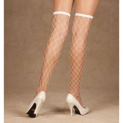 White Fishnet Thigh High Stockings Highs Patterned Tights Hi Fishnets Over Knee