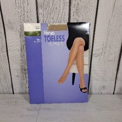 (1) Hanes Pantyhose Womens EF  Toeless Control Top Buff Bisque OG097 Ladies