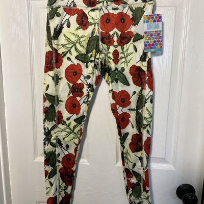 NWT LuLaRoe Small JORDAN Floral Flowers Athletic Workout Leggings Poppies/cactus