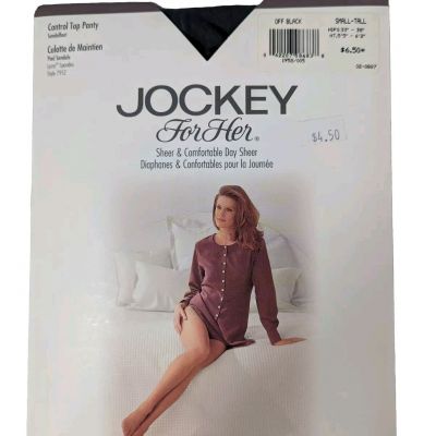 Jockey For Her Day Sheer Pantyhose Sz Small Tuxedo Black Control Top Sandalfoot