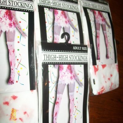 Zombie Thigh High-Halloween Stockings  Red and White Blood Splatter  By Regents