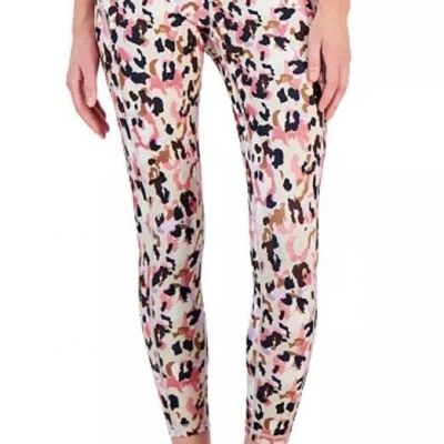 Ideology Womens 2X Plus Size Cheetah Splash 7/8 Leggings Pink Activewear Leasure