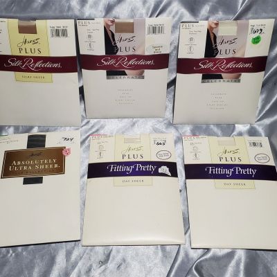 NEW HANES PANTYHOSE SHEER HOSIERY SILK REFLECTIONS 6 PAIRS SZ TWO PLUS