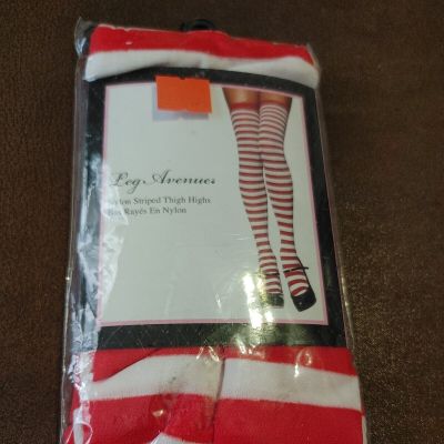 Leg Avenue Stripe Stockings Opaque Nylon Women's thigh highs. Style# 6005