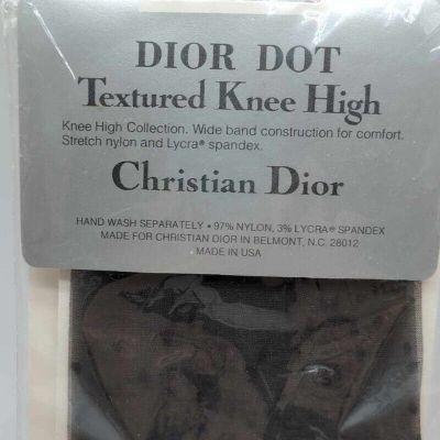 Christian Dior Dot Knee Highs Sheer Sandalfoot Black Orchid 8.5 to 11 Vintage