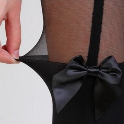 Women's Cute Stockings Pantyhose Tattoo Mock Bow Suspender Sheer Tights E.ou
