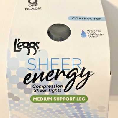 L'eggs Sheer Energy Q Off Black Control Top Med Support Leg Sheer Tights 1 Pair