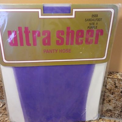 Women's Ultra Sheer Pantyhose Sandalfoot Purple 100perc Nylon Petite A 4'10