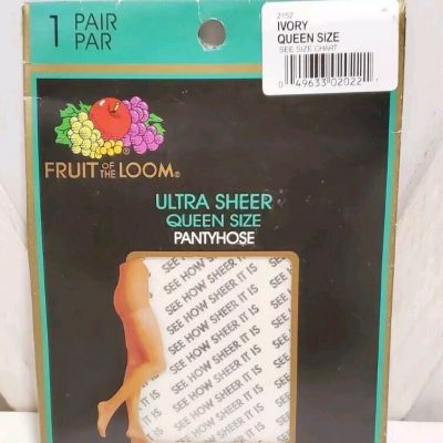 Fruit Of The Loom Ultra Sheer Pantyhose Sandalfoot Run Resistant IVORY Queen