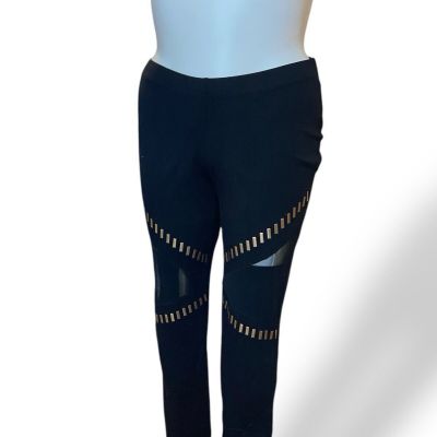 Torrid Black and Gold Block Mesh Plus Size Leggings Size 2
