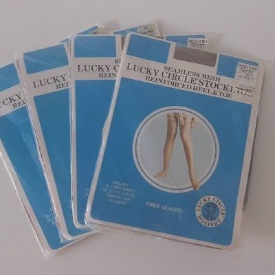 4 Vintage Lucky Circle ultra sheer size 10 nylon stockings bundle Taupe & Silver