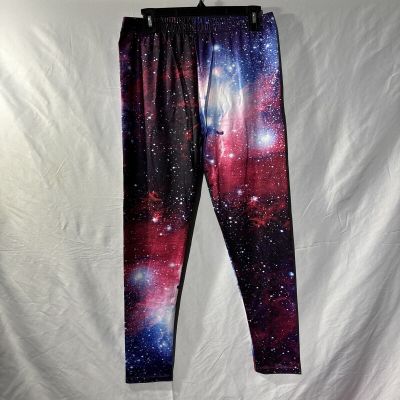 Womens & Ladies Galaxy Stretchy Leggings Exercise Yoga Pants Pull On Size 2XL