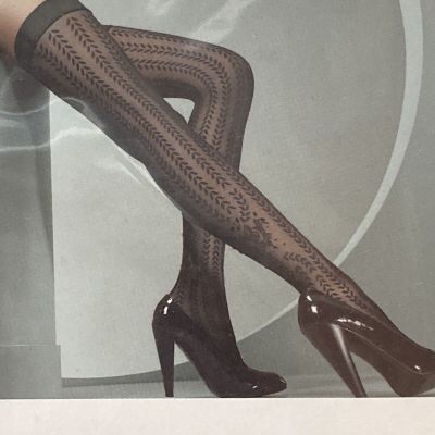 Wolford Glance Stay Ups Over The Knee Sexy Black Swarovski Crystal Stockings Med