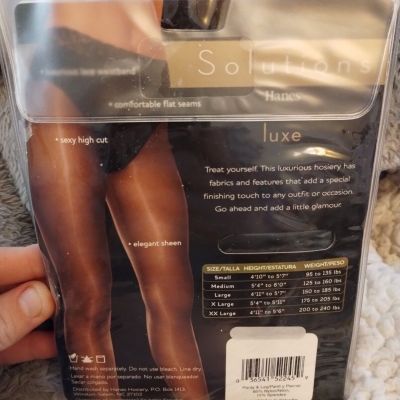 New Vintage Hanes Solutions luster sheer French cut lace panty size S black