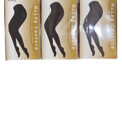 NuLeg Couture Women's Sheer off Black Control Top Pantyhose Size Q - 3 Pairs