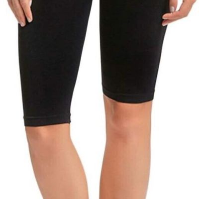 MOPAS Leggings-Women's Ribbed Waistband Knee Length Plain Leggings (EX005 BLACK)