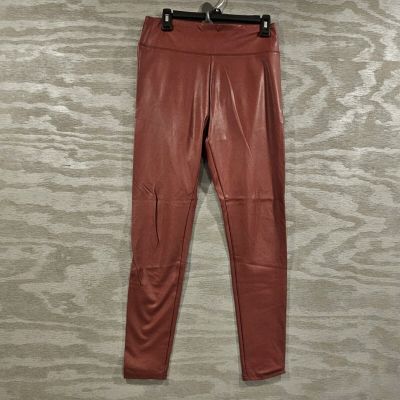 Wild Fable Size Med Red Faux Leather High Waisted Pull On Leggings