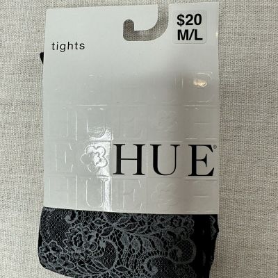 Hue Womens Printed Lace Tights Black M/L