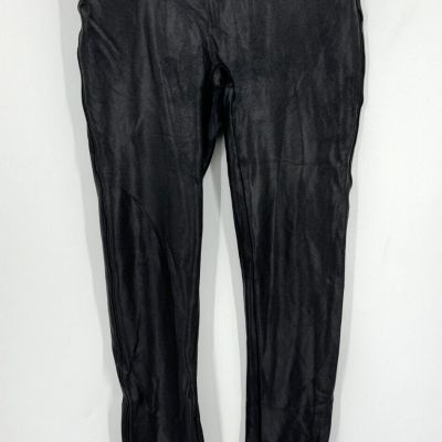 Spanx Leggings Womens Medium Faux Leather Stretch Shiny Slimming Knit Moto