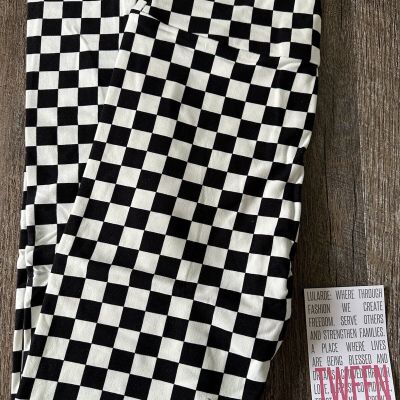 NEW RELEASE Lularoe Leggings Size Tween Beautiful Black White Plaid Checkered