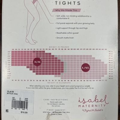 Isabel Opaque Maternity Tights by Ingrid & Isabel, Pregnancy Tights, Black S/M