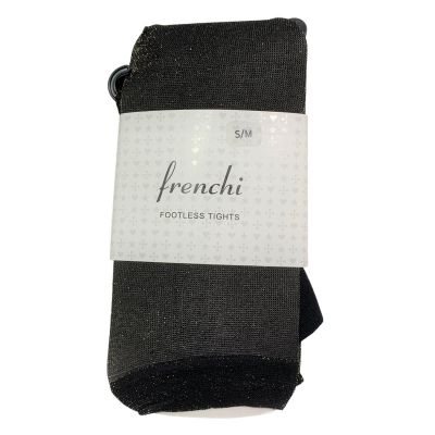 NEW Frenchi Black and Gold Metallic Glitter Footless Tights Size Small/Medium