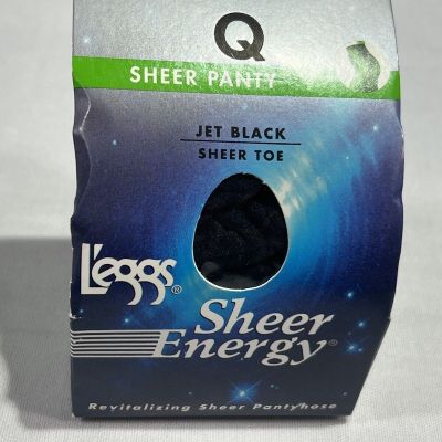 Leggs Sheer Energy Sheer Panty Sheer Toe Pantyhose Size Q Jet Black 644 41 new