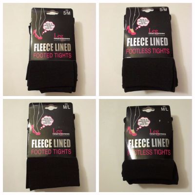 NIP LEG IMPRESSIONS Black Fleece Lined Footed & Footless Tights~S-M & M-L