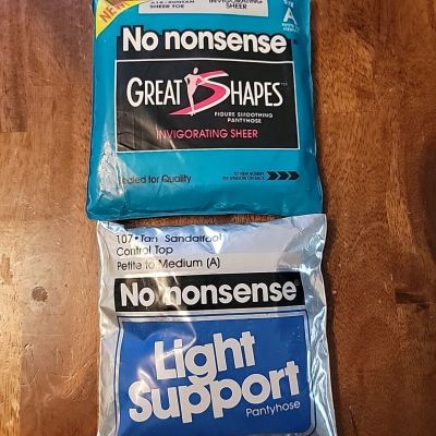No Nonsense/Size A~Light Support/Great Shapes Pantyhose. Lot Of 2.