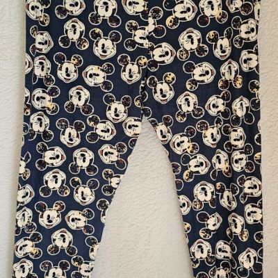 LuLaRoe Womens Legging Pants Size TC2 Plus Multicolor Mickey Mouse Sueded NEW