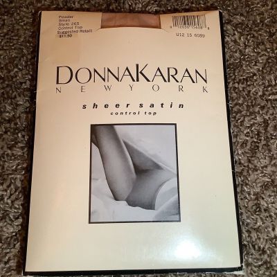 Donna Karan sheer satin control top pantyhose, color powder, size: S