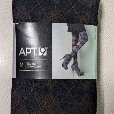2 PACKS APT.9 PATTERN LEGWEAR CONTROL TOP TIGHTS OPAQUE PANTYHOSE- MADE IN USA