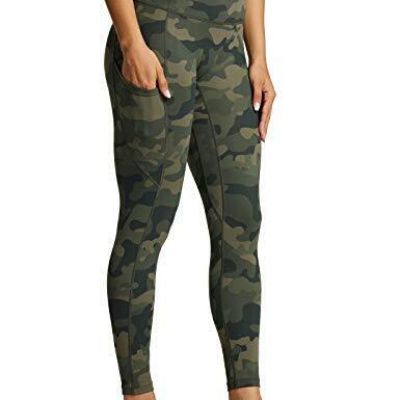 7/8 Workout Leggings for Women High Waisted Leggings Medium Army Green Camo