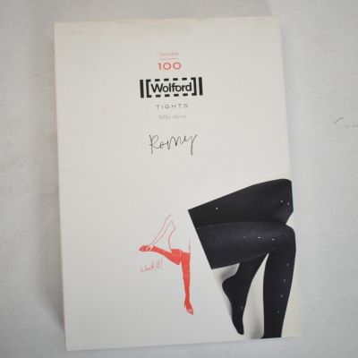 Wolford Romy Black Sparkle/Studded Back Seam Tights NIB $215 Size S Style 19262