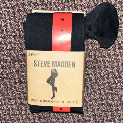 Steve Madden Women's Size MEDIUM Microfiber Opaque Tights 2 Pairs