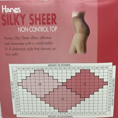 Hanes Non Control Top Silky Sheer Style OG093 Jet Sz AB Pantyhose Sandalfoot