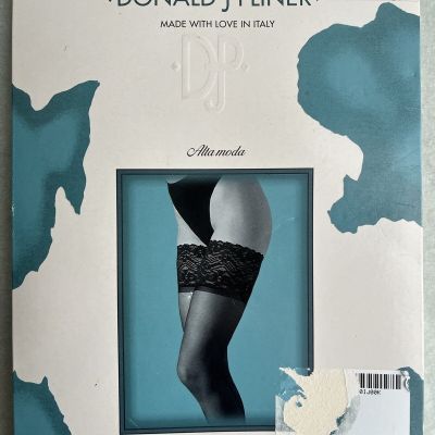 Donald J Pliner Silky Sheer Thigh High Stockings Nude Size l-XL Style 1221 Italy