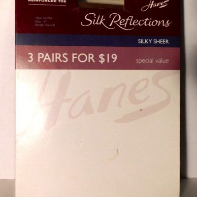 Hanes Silk Reflections Control Top Reinforced Toe 3 Pair E/F 0E064 NEW