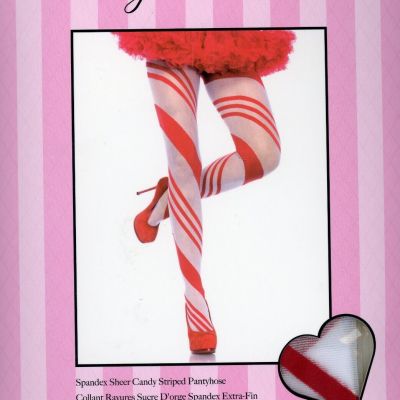 Sheer Candy Cane Holiday Striped Pantyhose Women's One Size Leg Avenue 7944