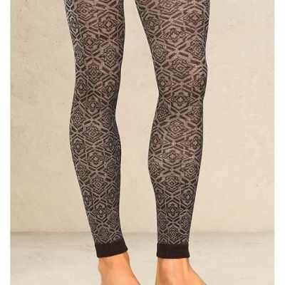 NWT Women’s Smartwool Tights FOOTLESS Small Mirrored Black and Gray