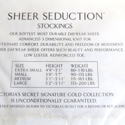 Victoria's Secret Signature Gold Collection Sheer Seduction Stockings Black Smal