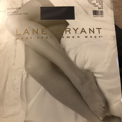 New LANE BRYANT Daysheer Sheer Invisible Reinforced Toe Pantyhose  BLACK Size B