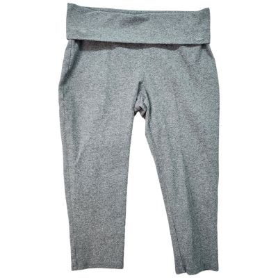Mossimo Supply Yoga Pants SMALL Grey Cropped Fold Down Waist Workout Soft Capri