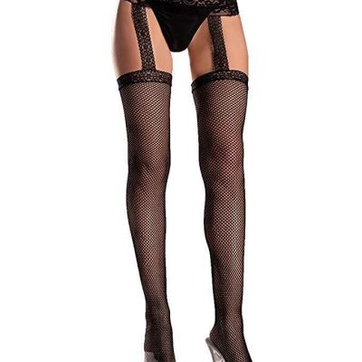 Sexy Women's Fishnet Garterbelt Stockings Thigh High Lace Reg Black