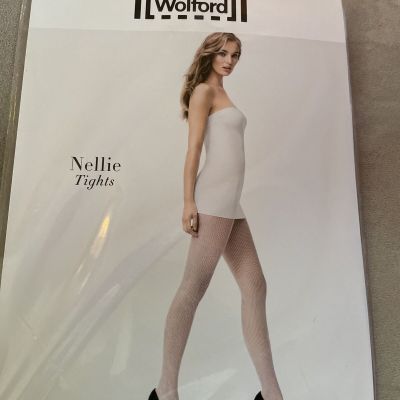 NEW WOLFORD Nellie fishnet tights M  42/44 White light and airy new