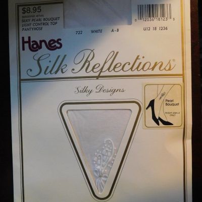 Hanes Silk Reflections Light Control Top Pantyhose Size A-B Silky Pearl Bouquet