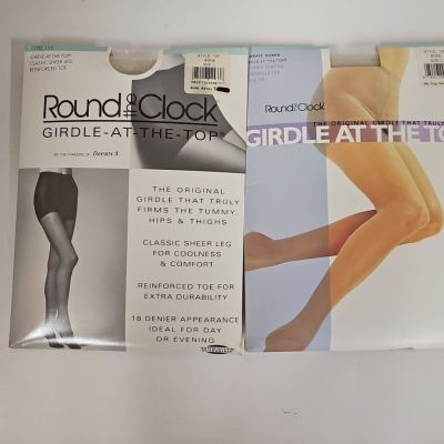 2 DIFFERENT PACK NEW ROUND THE CLOCK Girdle AT THE TOP STYLE 135 BONE  SZ C