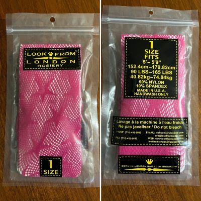 NEW $20 Look From London Hosiery Fishnet Tights Punk Pink Stars 1 size Sexy