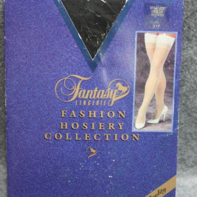 NIP Fantasy Lingerie Size 1X Fashion Hosiery Black Lace Top Stockings Thigh High